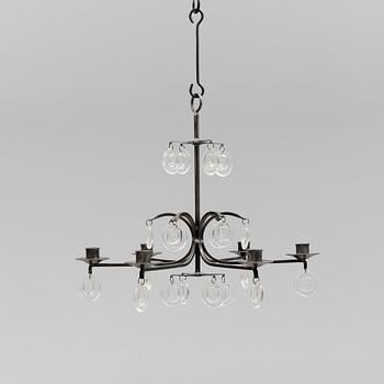 TAKLAMPA. smide, Erik Höglund, 1900-talets andra hälft. Höjd ca 45 cm.