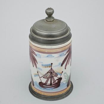 STOP samt TALLRIKAR, 2 st, fajans, bl.a. Rörstrand, 1700/1800-tal.
