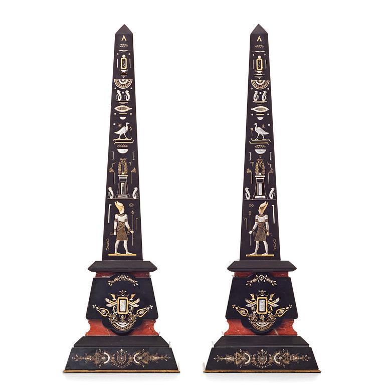 A pair of French obelisks, 1870's-80's.