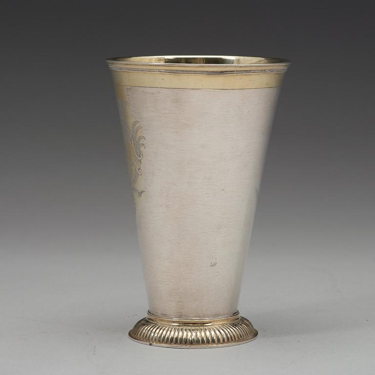 A Baltic 18th century parcel-gilt beaker, mark of Johann Christoffer von Haven, Narva (1729-1759).