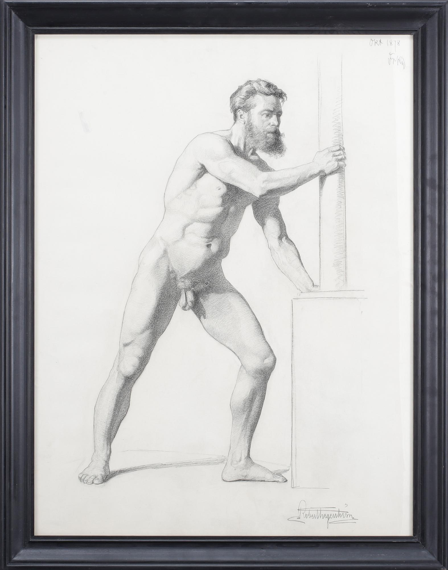 ROBERT THEGERSTRÖM, kol på papper, Signerad Robert Thegerström och approberad okt 1878.