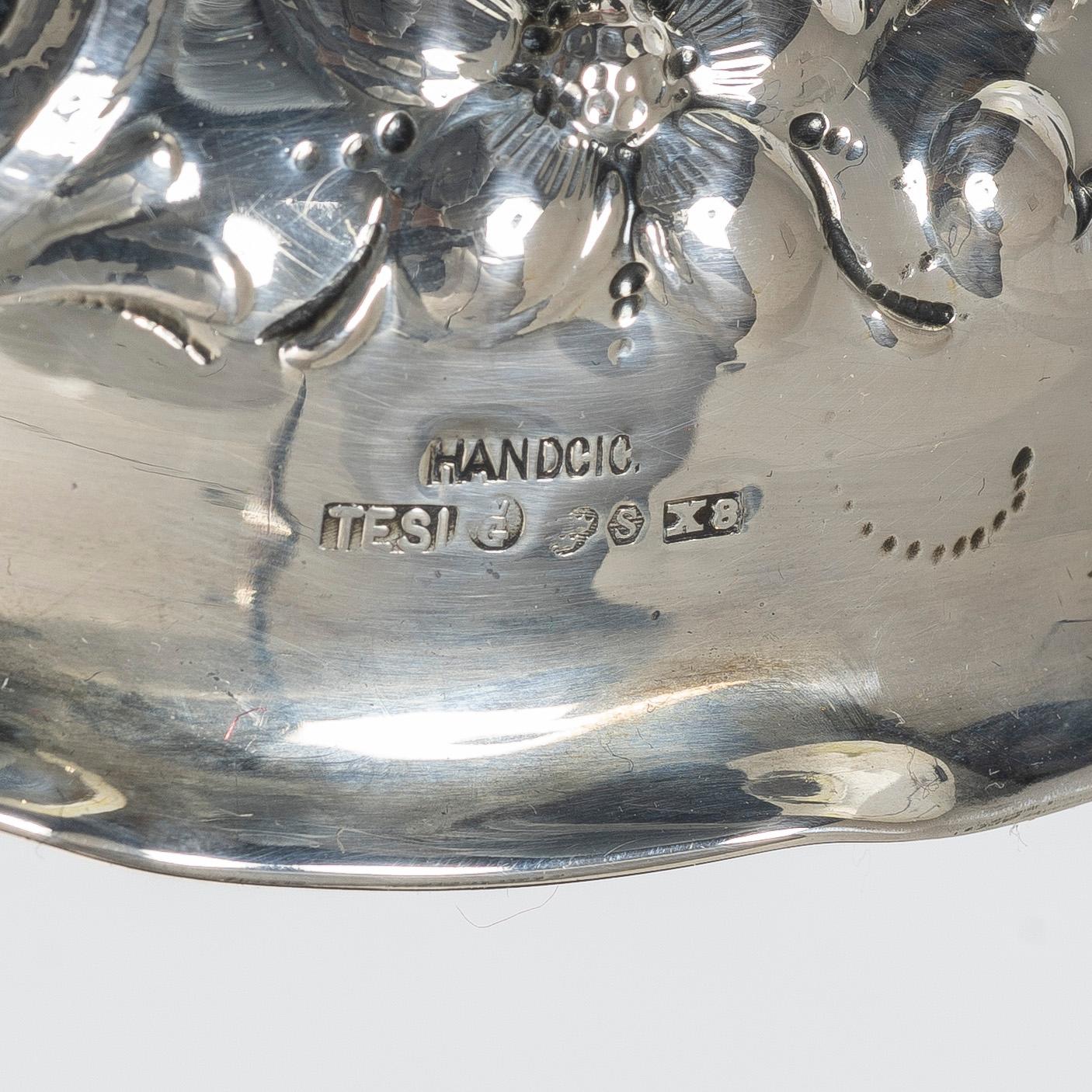 A pair of Swedish silver candelsticks, Baroque style, Silver, Tenn & Silver Ab, Gothenburg 1948.