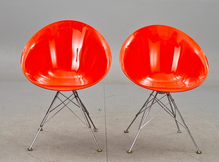 STOLAR, "Ero", 2 st, Philippe Starck för Kartell, märkta.
