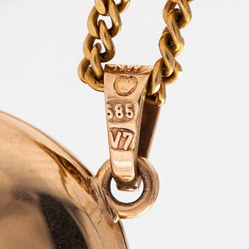 A 14K gold locket pendant, Westerback Helsinki 1974, with chain.