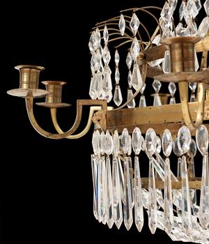 A late Gustavian circa 1800 nine-light chandelier.