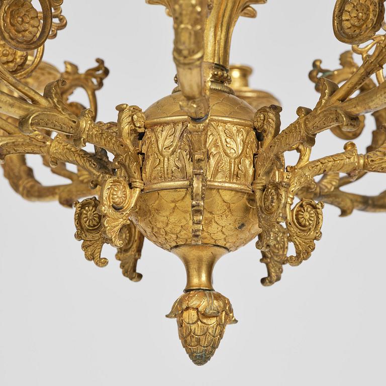 Ampel. för åtta ljus, Frankrike, 1800-talets första hälft, Empire.