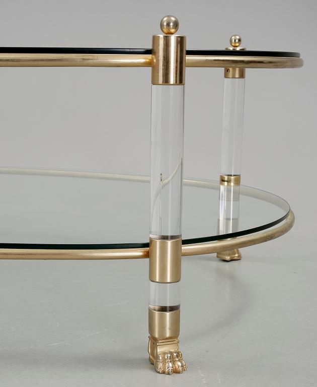 SOFFBORD, glas och mässing, omkring 1900-talets sista kvartal.