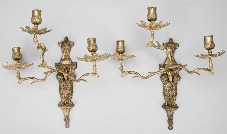 VÄGGAPPLIQUER, ett par, Louis XVI-stil, omkring sekelskiftet 1900.