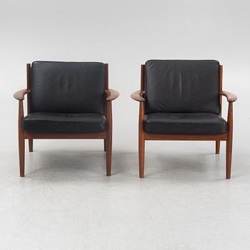 Grete Jalk, a pair of model '118' teak easy chairs, France & Son, Denmark, 1960's.