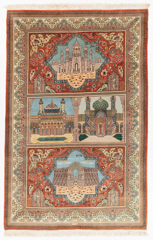 Rug, Tabriz area, signed. Approx. 260 x 170 cm.