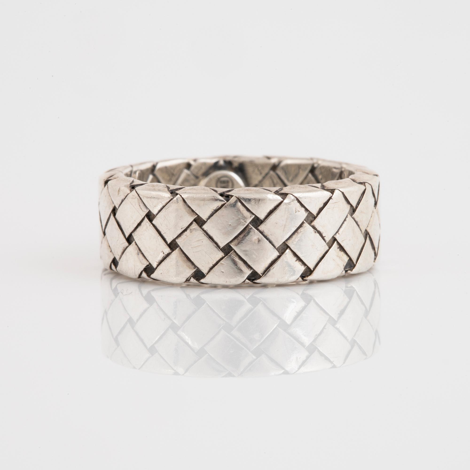 BOTTEGA VENETA, a sterling silver ring and bracelet, Italy.