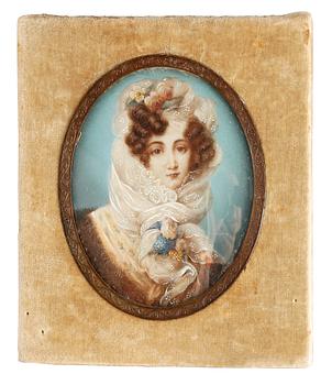 MINIATYRMÅLNING, gouache på ben, 1800-talets andra hälft.