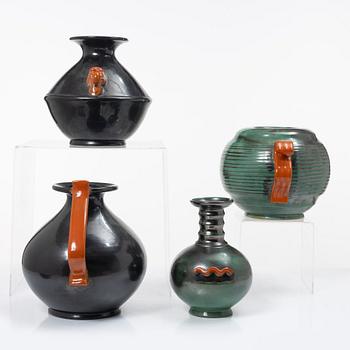 Four vases, Upsala Ekeby, 1930s.