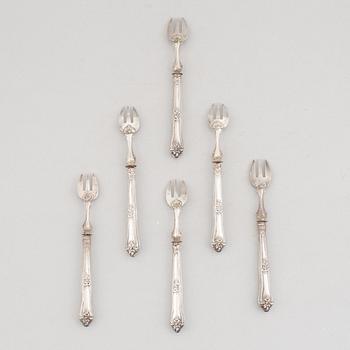 A Set of Six French Silver Oyster Forks, Paris circa 1900.