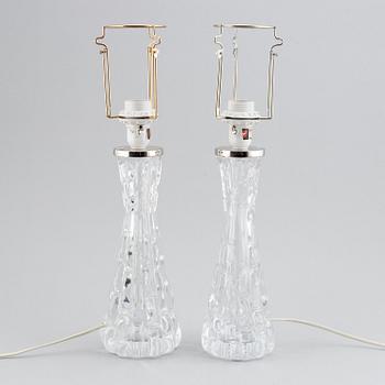 Carl Fagerlund, a pair of model "1477" table lamps for Orrefors.