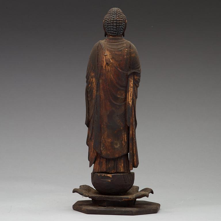 AMIDA BUDDHA, trä. Japan, Edo, 1800-tal.