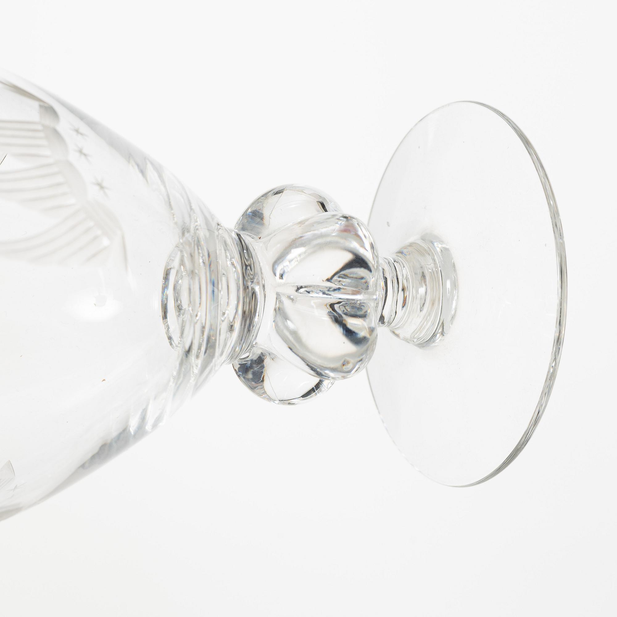 Gunnar Gruno Håkansson, glasservis, 45 delar, "Uarda skeppet", Johansfors Glasbruk.