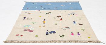 Matta, handbroderad Kelim, ca 186 x 122 cm.