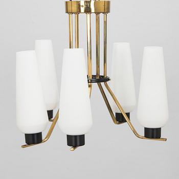 A mid- 20th- century brass pendant light, 'ER 173/5' for Itsu, Finland.