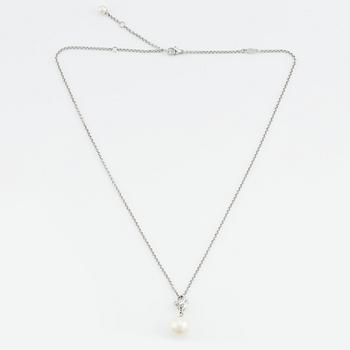 Georg Jensen, collier, 18K vitguld med pärlor och små briljantslipade diamanter.