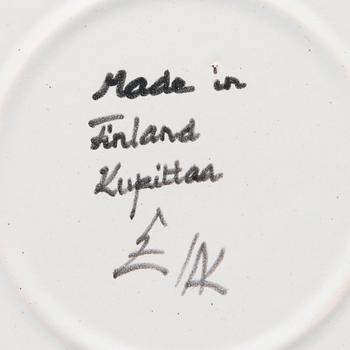 A set of three Wall Plates, signed L.Z. Made in Finland, Kupittaan Savi, 1960s.