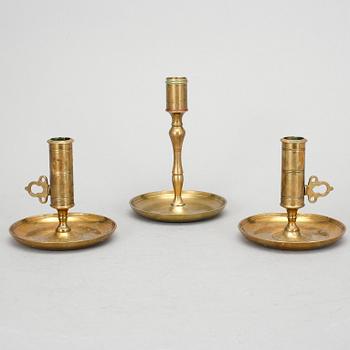 LJUSSTAKAR, 3 st, mässing. Skultuna, 1900-talets andra hälft.