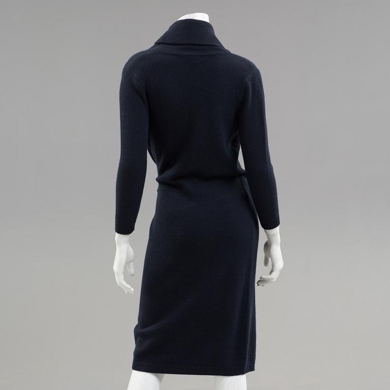 A black wool dress by Ralph Lauren.