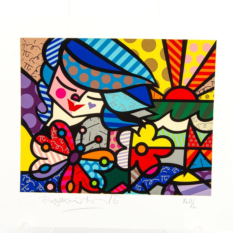 Romero Britto,  book signed and numbered XLII/L  included a lithograph.