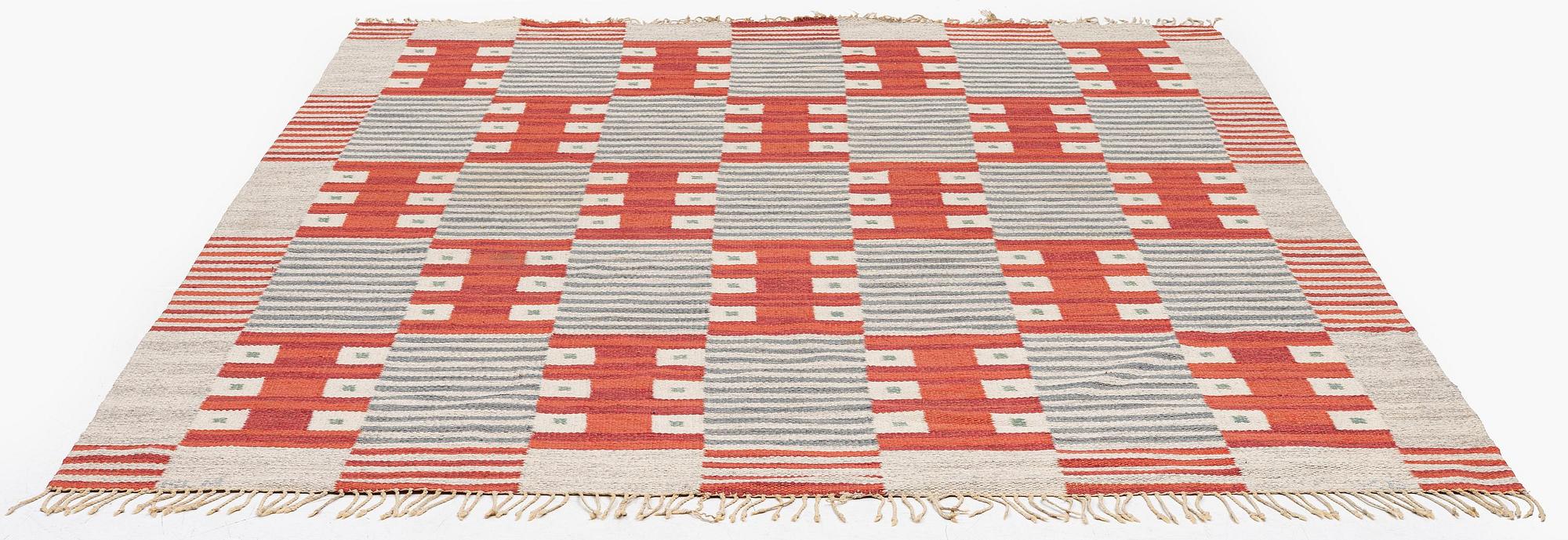 Kerstin Bergman Mauritzson, a flat weave carpet, c. 295 x 204 cm, signed KLH KB.