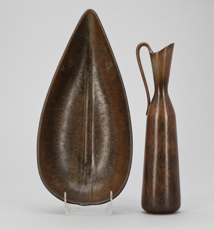 VAS SAMT SKÅLFAT, stengods, Gunnar Nylund, Rörstrand.