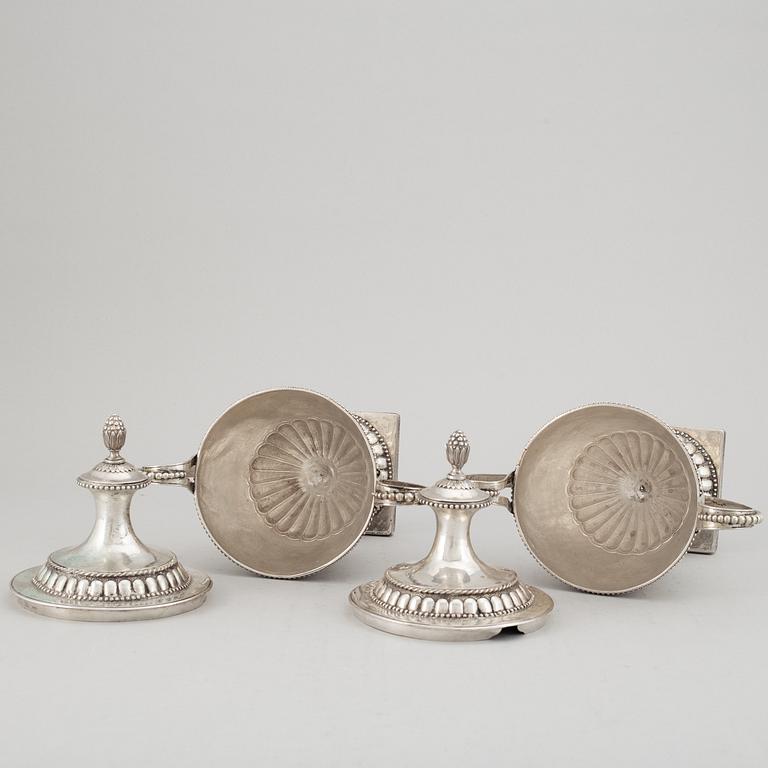 A Swedish pair of 18th century silver sugar bowls and covers, mark of Berndt Johan Frodelius, Marstrand 1788.