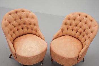 EMMAFÅTÖLJER, 2 st, sent 1800-tal.