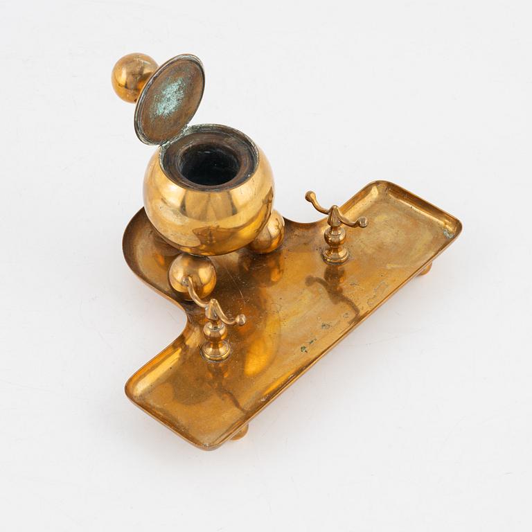 A brass five-piece inkstand suite from Gusum, 20th century.