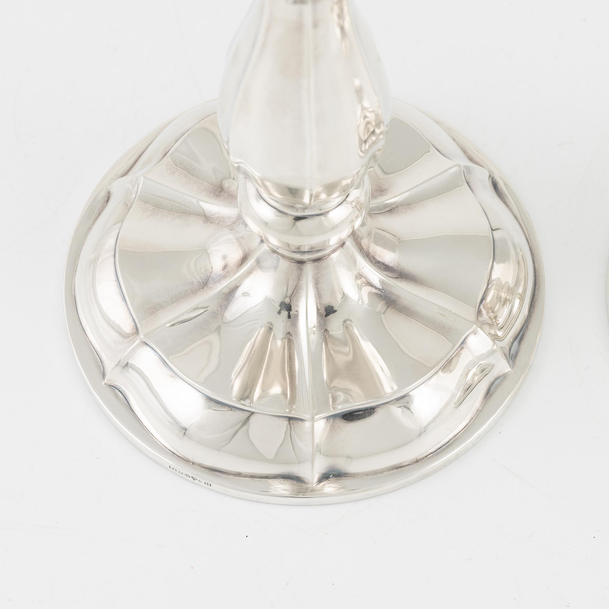 Ljusstakar, ett par, silver, K & EC, Göteborg, 1959.