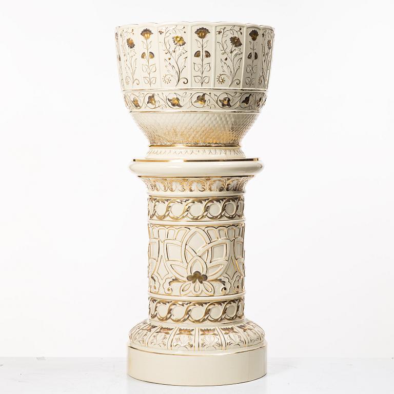 Pot on pedestal, Jugend, Rörstrand, early 20th century.