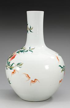 A Chinese famille rose 'peach vase', 20th Century with Yongzhengs mark in underglaze blue.