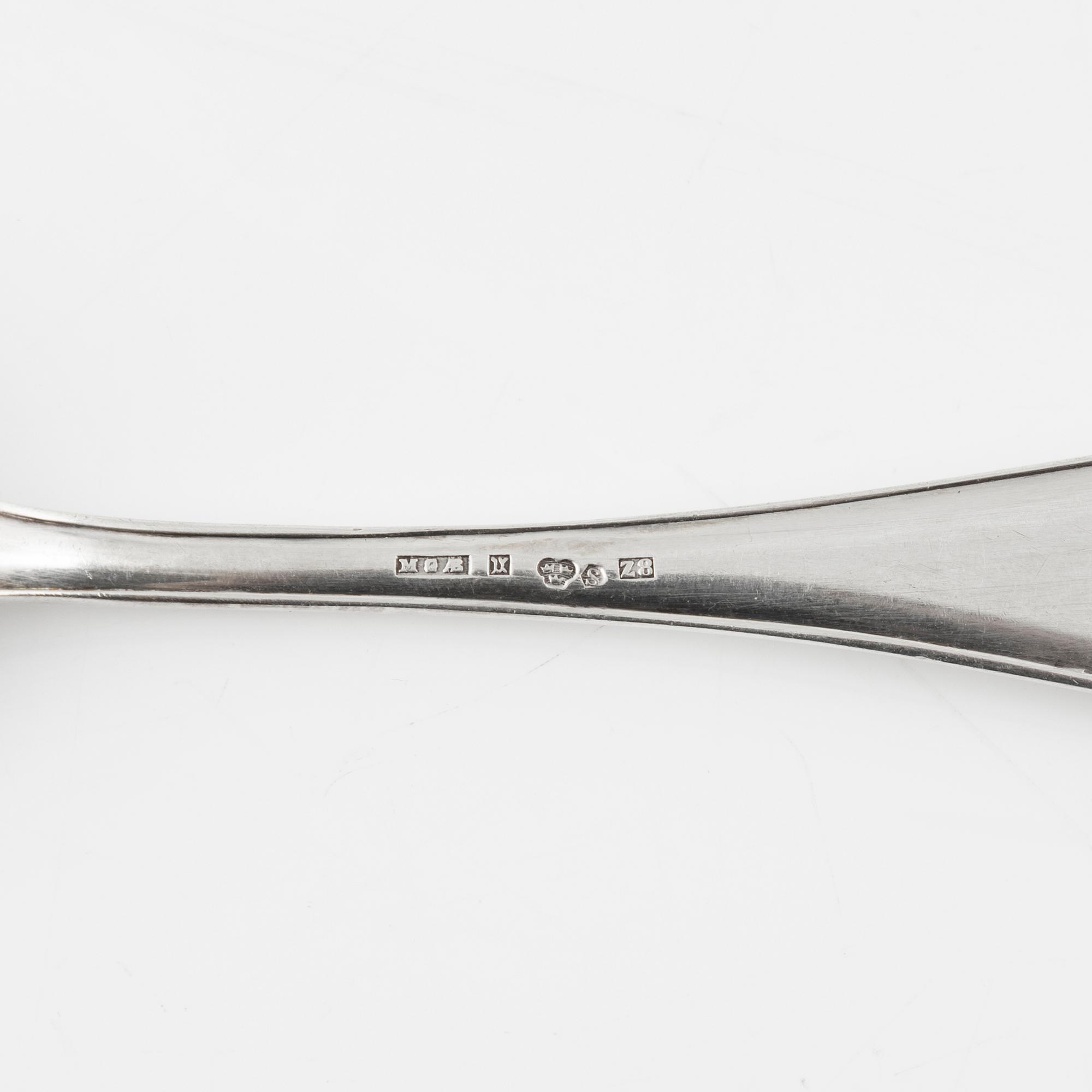 Skedar,  12 st, silver, bla av Johan Jacob Ulfsberg,  Nyköping 1813.