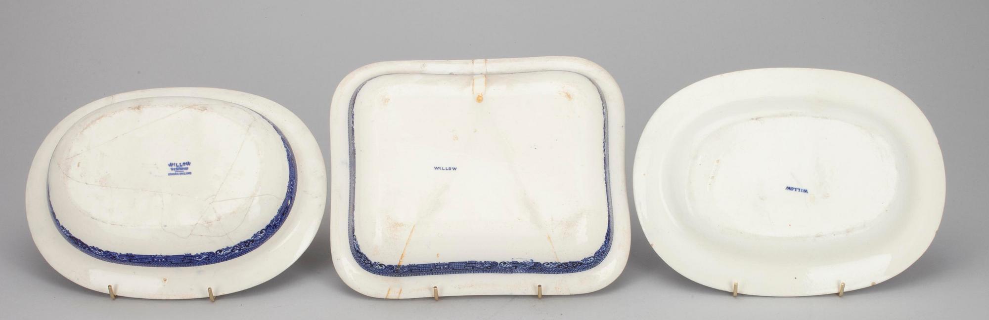 SERVIS, 25 delar, flintgods, Wedgewood, "Willow", 1800-1900-tal.