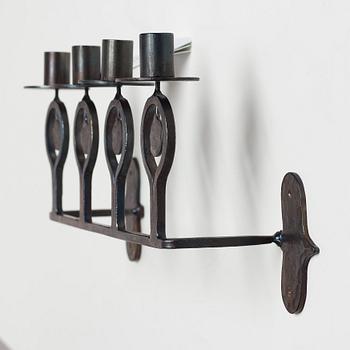 BERTIL VALLIEN, a wrought iron wall candelabrum from Boda Smide, 1960's.