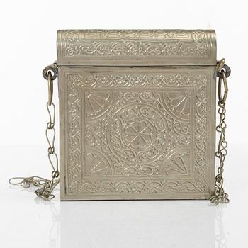A silver plated Quran case, Noth Africa, circa 1900.