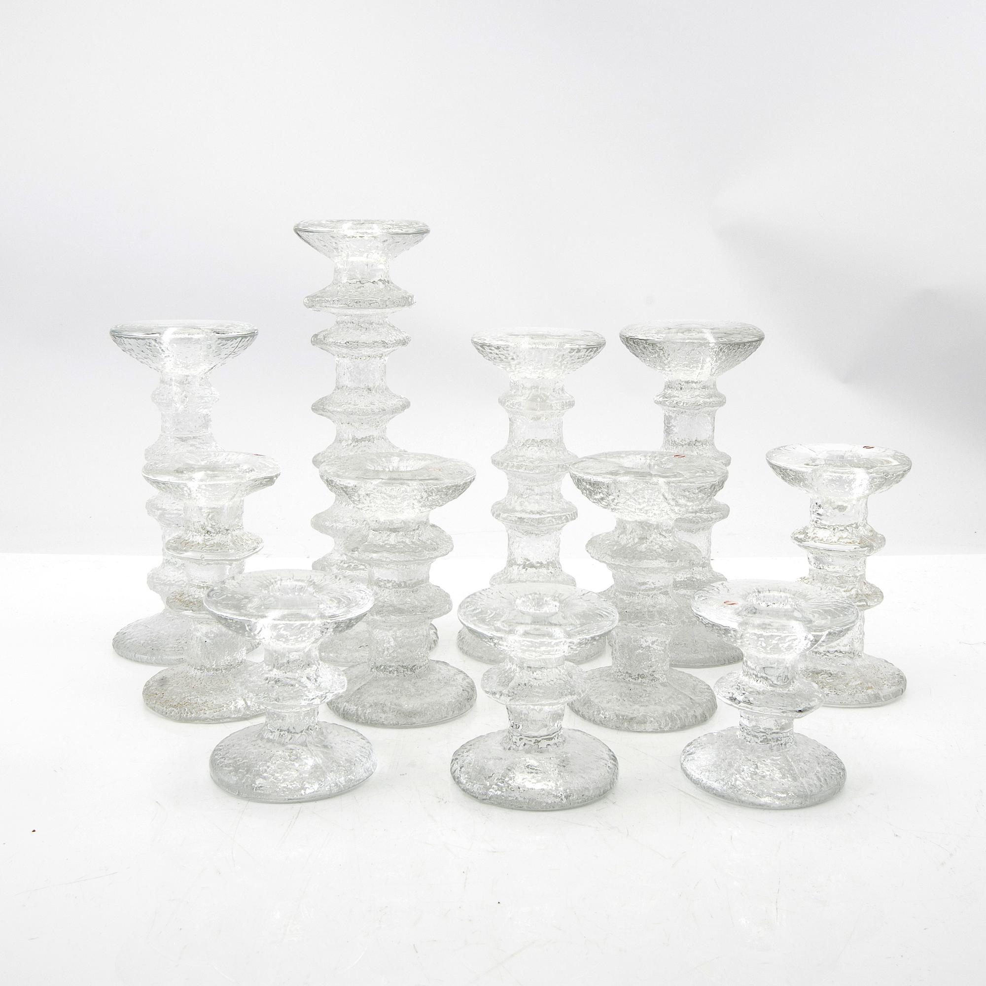 Timo Sarpaneva, 11 "Festivo" candlesticks, Iittala Finland, late 20th century.
