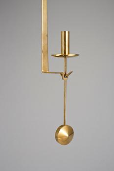 VÄGGLAMPETTER, 2 stycken, mässing, "Pendeln", Pierre Forsell, Skultuna, 1900-talets fjärde kvartal.