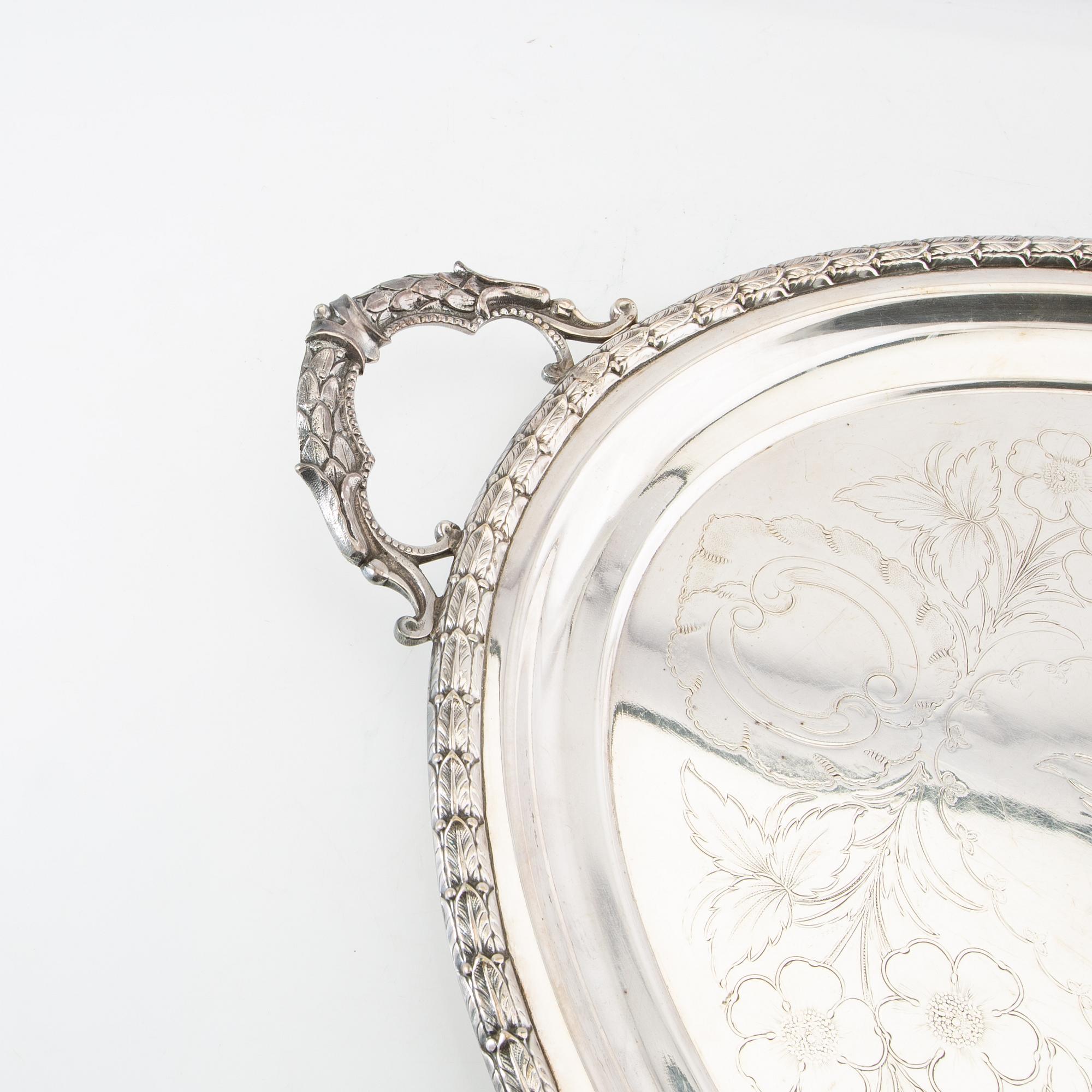 Trays 4 pcs of silver-plated metal, first half of the 20th century.