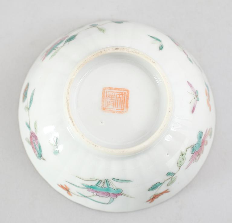 TESKÅLAR, 6 st, porslin, Kina, sannolikt sekelskiftet 1900.