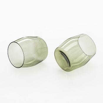 Timo Sarpaneva, Pullo "Lintupullo" sekä juomalaseja 6 kpl ja kulho, i-sarja, Iittala, Suomi, 1900-luvun puoliväli.