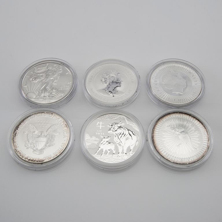 14 pcs 1oz coins 999 silver.