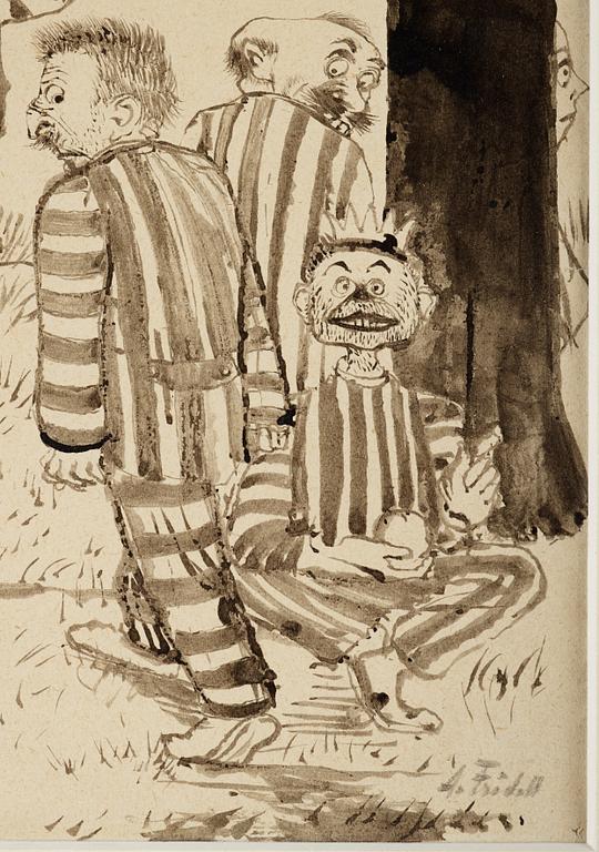 Axel Fridell, indian ink with wash, signed, executed around 1922-23.