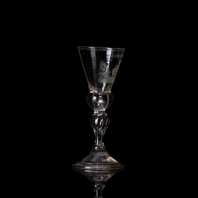 A German engraved goblet, 18th century.