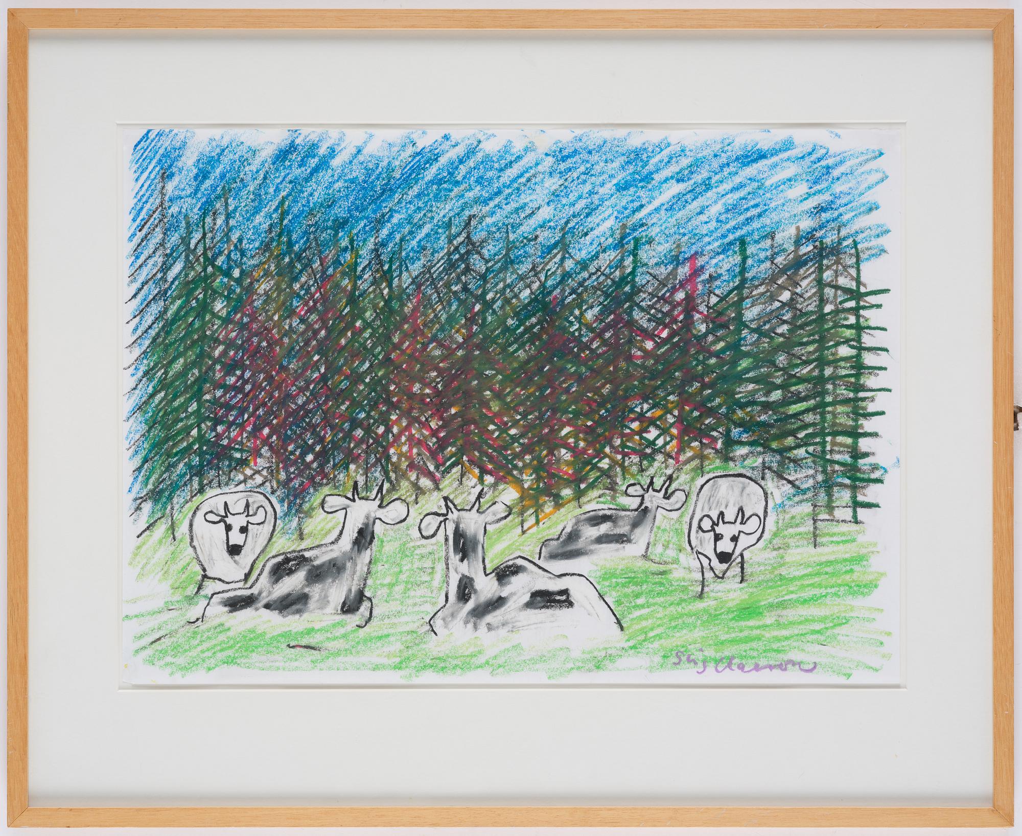 Stig Claesson, Cow by the Forest Edge.