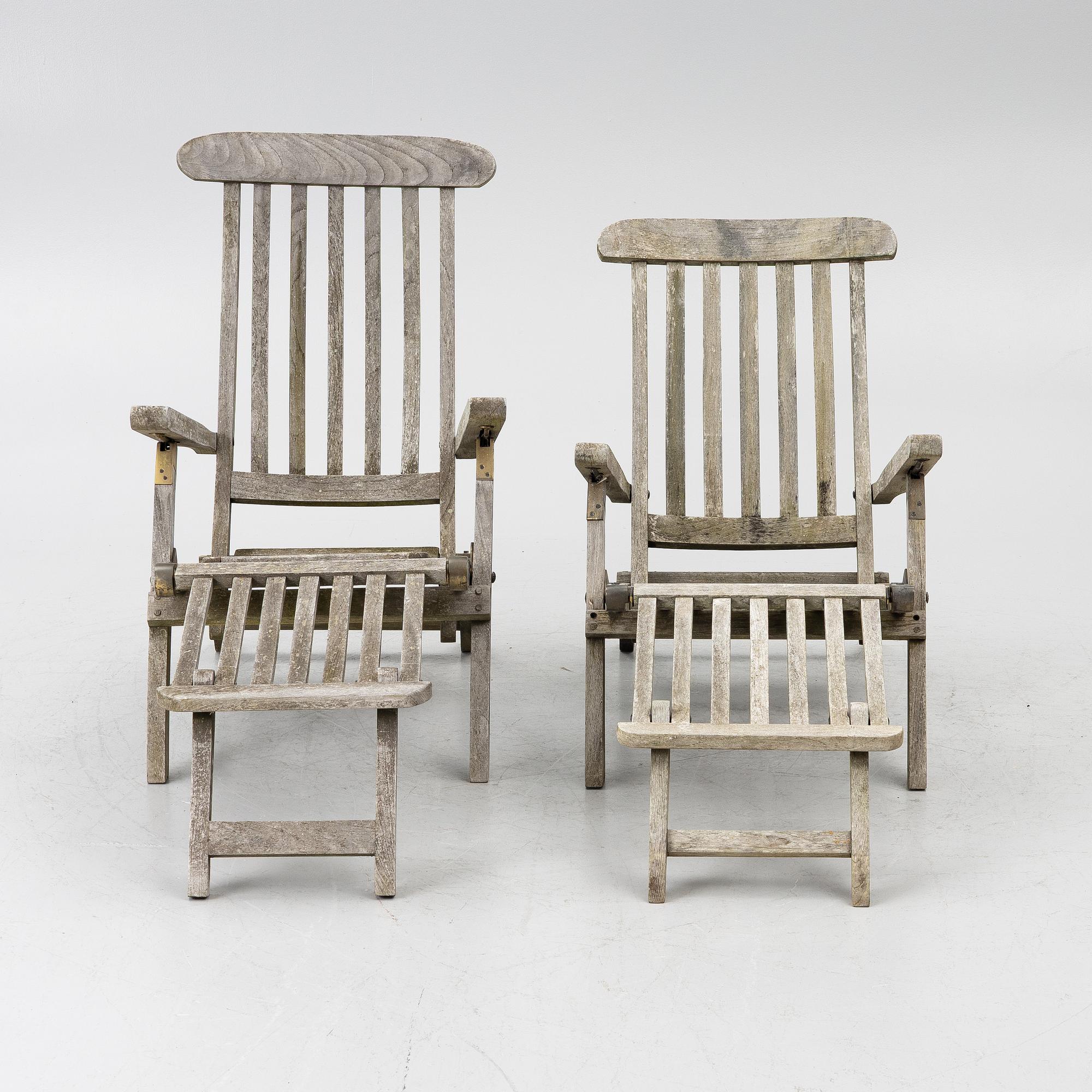 Deck chairs, a pair, circa 2000.